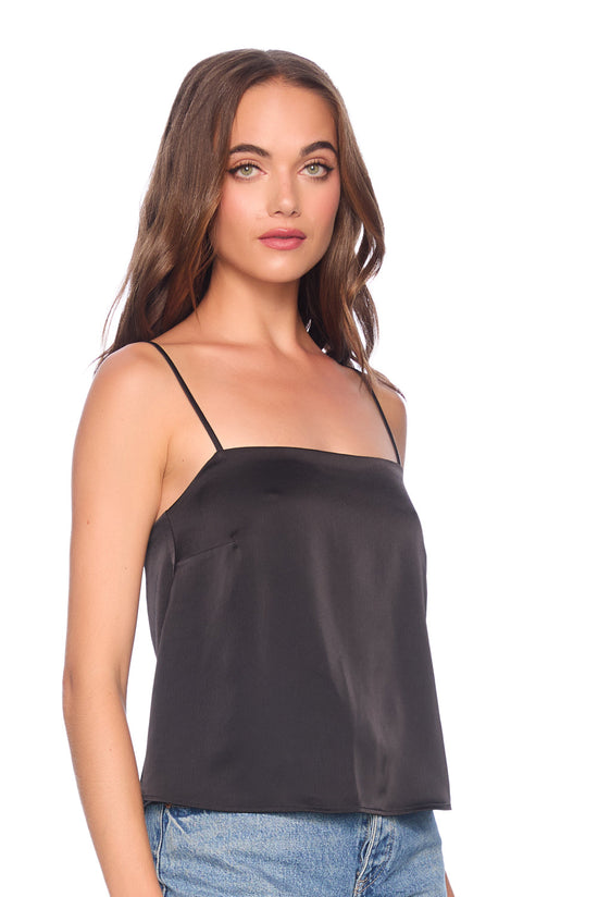 satin cami top - black