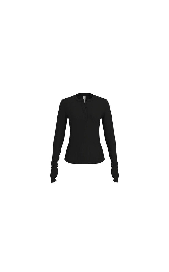 Vitality Float Rib Henley Top - Midnight