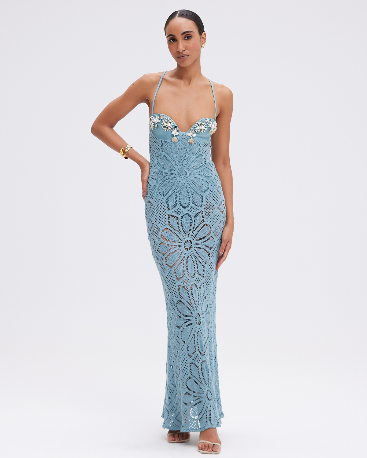 CROCHET EMBROIDERED MAXI DRESS Sultre Boutique CROCHET EMBROIDERED MAXI DRESS Sultre Boutique