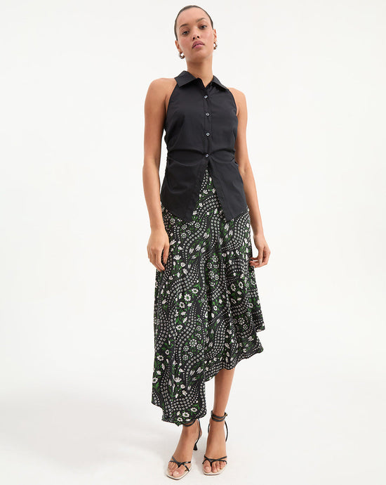 Regina Sleeveless Button-Down Shirt - Black