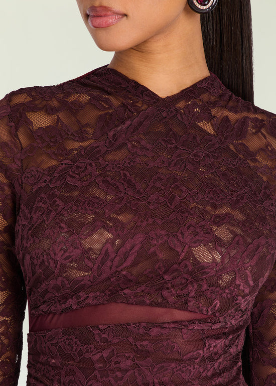 Moxey Ruched Mini Dress - Bordeaux