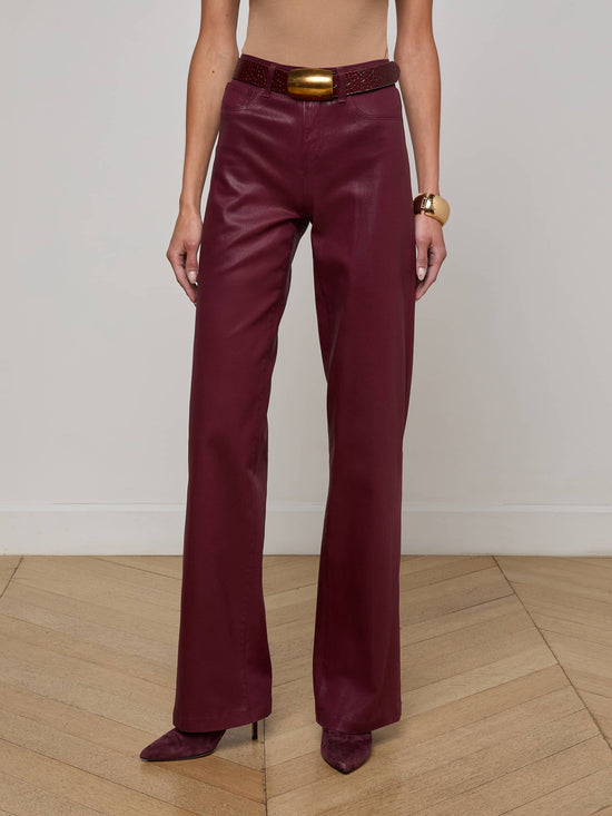 Clayton Coated Wide-Leg Jean - Dark Port