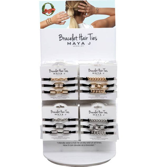 2-in-1 Bracelet Hair Tie Set - Gold/Black