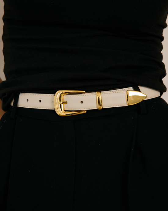No. 16 - Linen Leather & Gold Belt