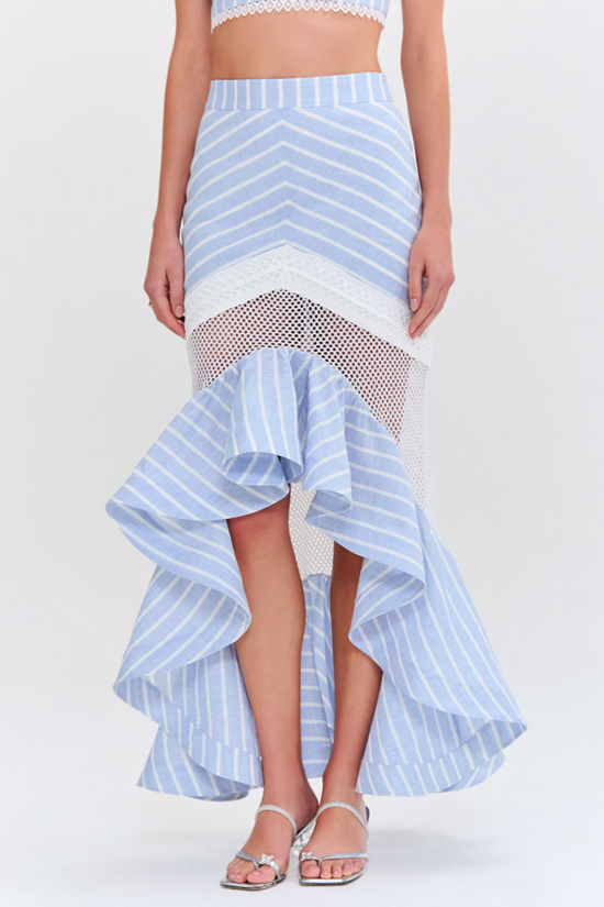 Marine Linen Midi Skirt