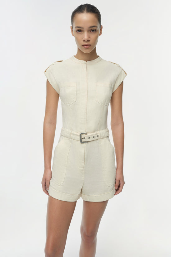 Tinka Belted Linen Romper (PRE-SALE)