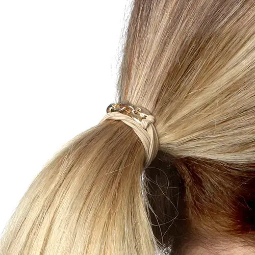 2-in-1 Bracelet Hair Tie Set - Beige/Yellow