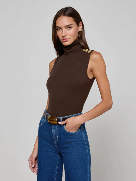 Ceci Sleeveless Turtleneck - Coffee Bean