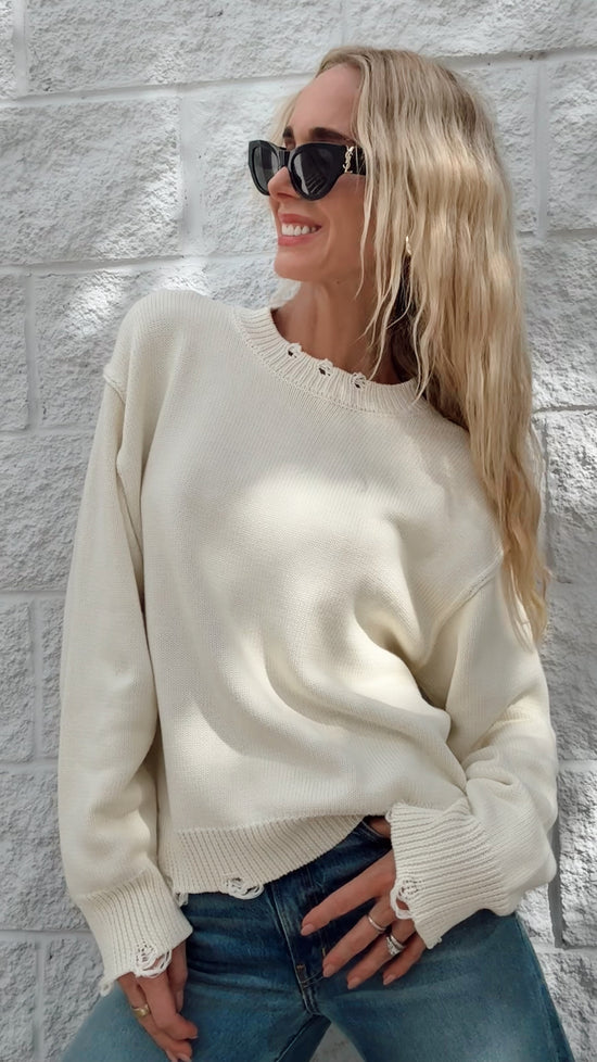 Suzy Boyfriend Crewneck Sweater - Off White