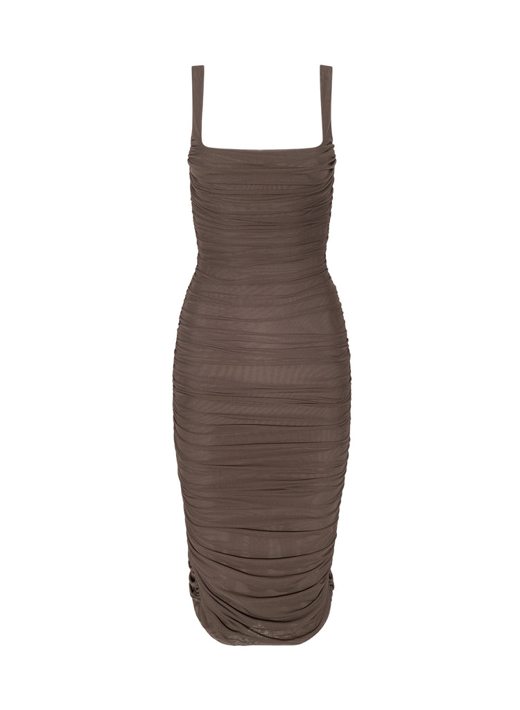 ANYA SHIRRED MIDI DRESS