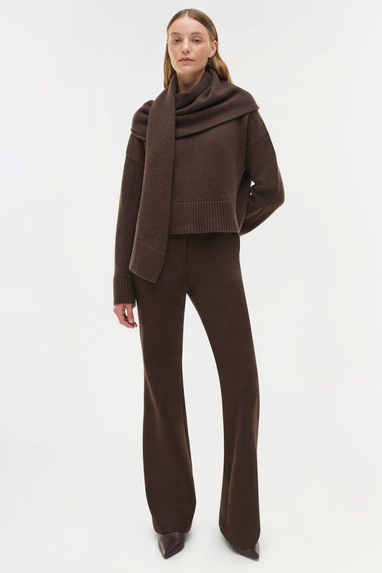 Elson Wool Cashmere Scarf Sweater - Chocolate
