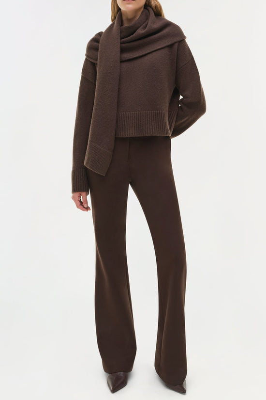 Elson Wool Cashmere Scarf Sweater - Chocolate