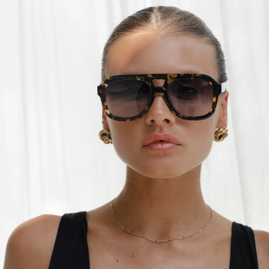 Voyager Oversized Aviator Sunglasses - Yellow Tortoise (PRE-SALE)