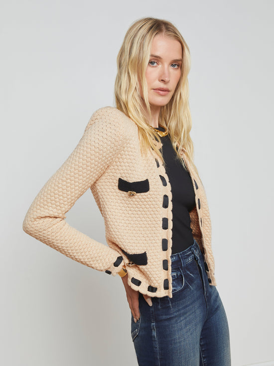 Astor Cardigan - Biscuit/Black