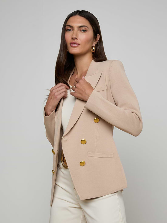 Amelia Knit Blazer - Capppuccino/Gold (PRE-SALE)