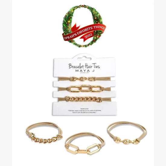 2-in-1 Bracelet Hair Tie Set - Chocolate/Beige