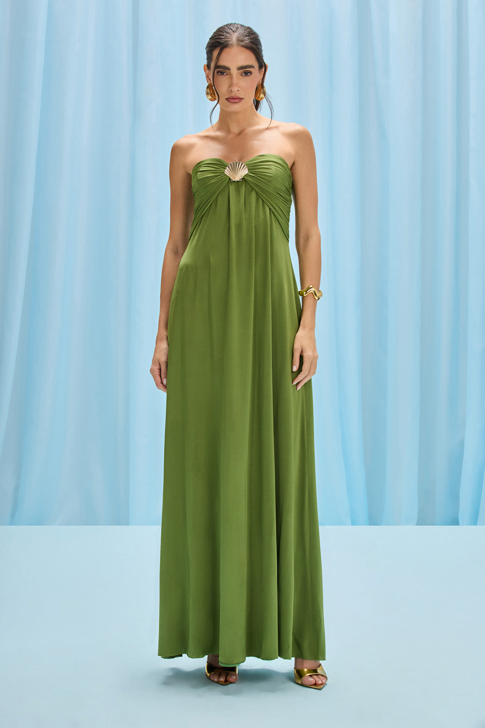 strapless jersey maxi dress INTENSITY GOWN XS / Green Odessa strapless