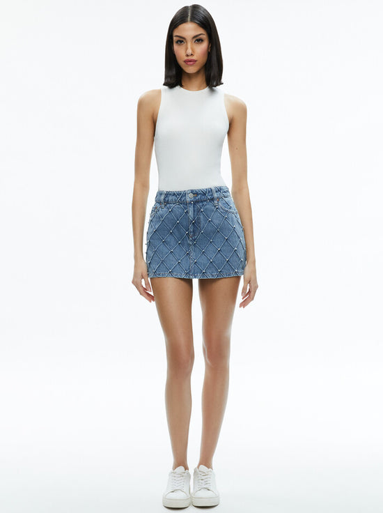 Joss Quilted Embellished Mini Skirt (PRE-SALE)