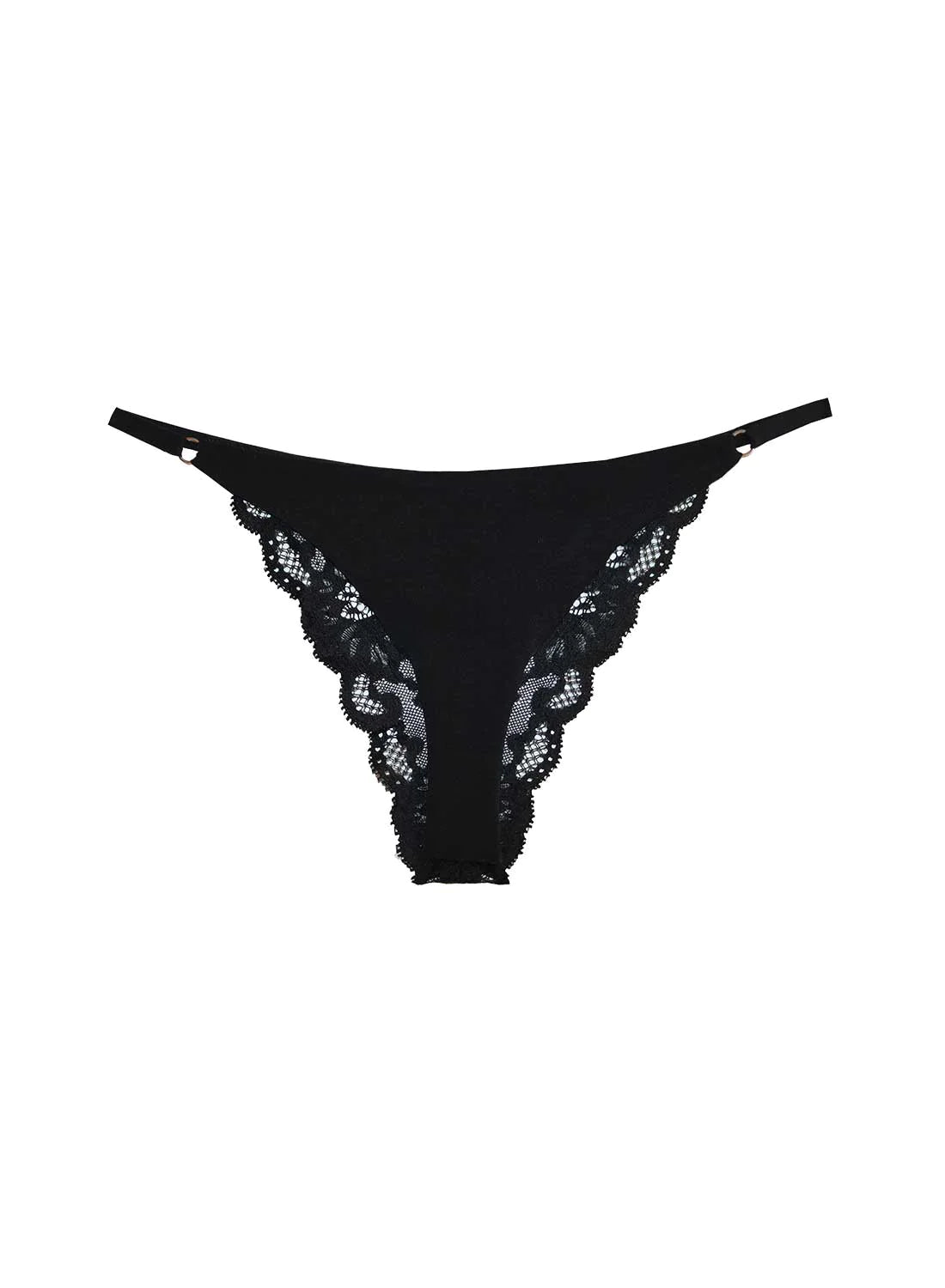 Microfiber and Lace Cheeky Panty - Black