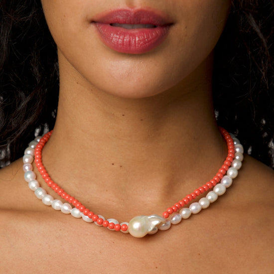 Vintage Coral Pearl Necklace (PRE-SALE)