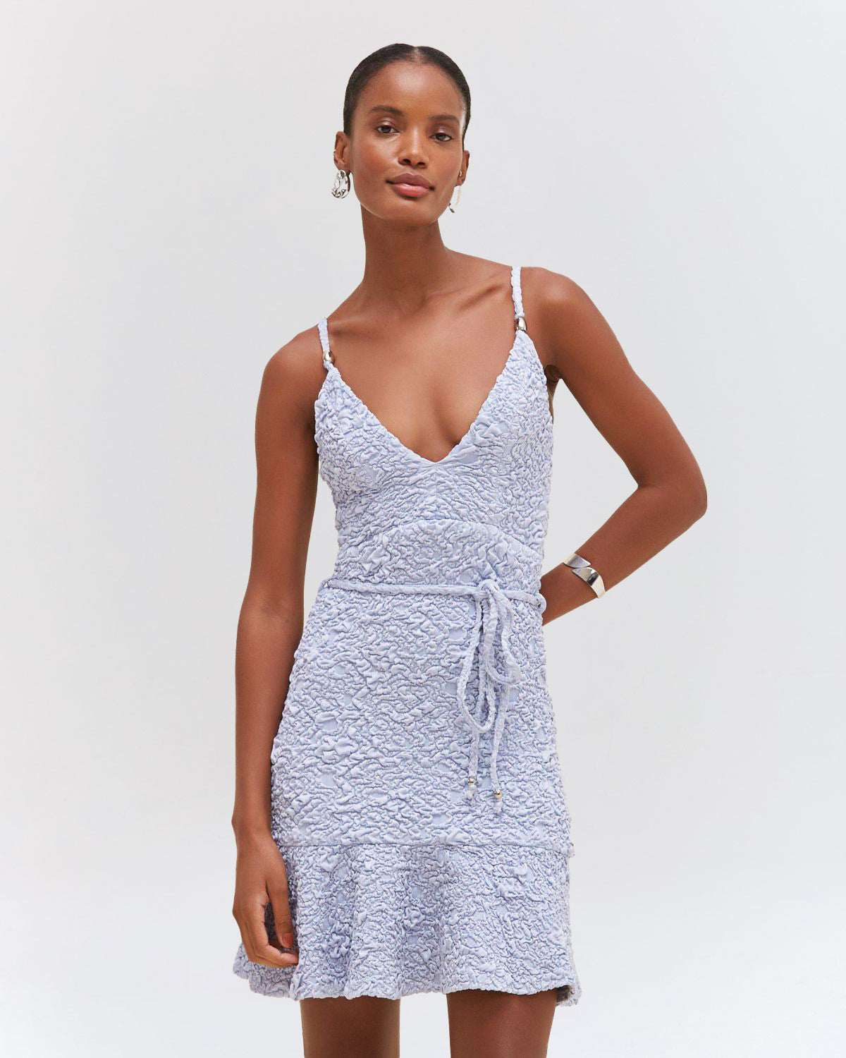 Papillon Jacquard Mini Dress - Blue Papillon Jacquard Mini Dress - Blue