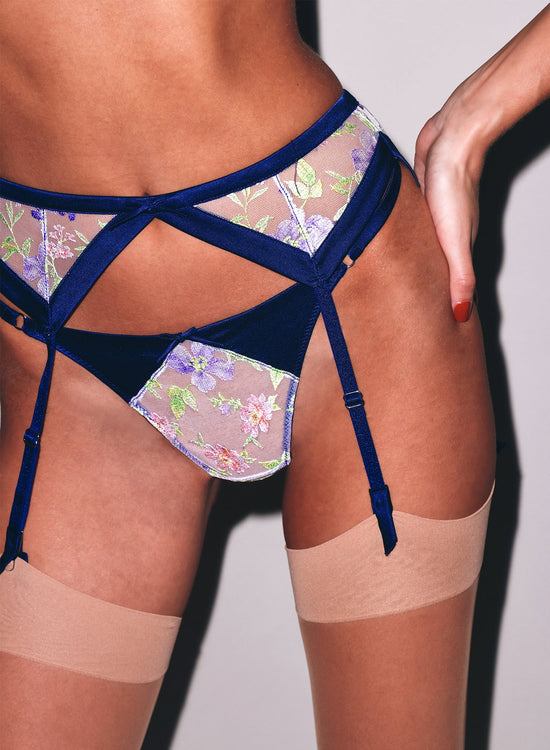 Elara Embroidery Thong - Midnight Navy