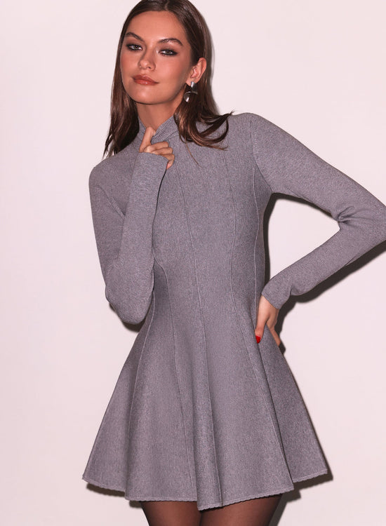 Knit Long Sleeve Corset Dress - Heather Grey