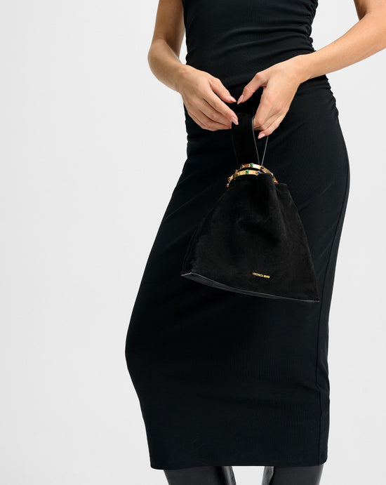Suede Veronica Beard Swing Bag - Black
