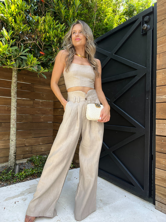 Linen Knotch Waist Pant (PRE-SALE)