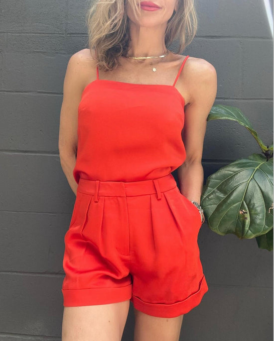 Devan Pleated Shorts - Flame