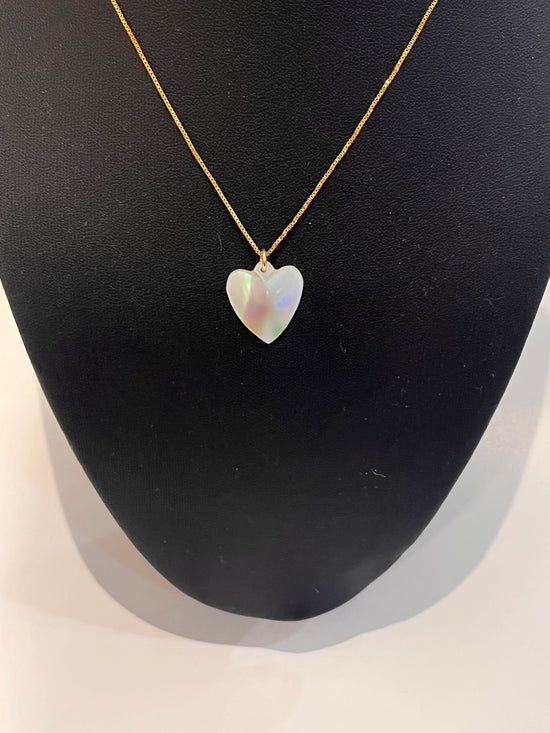 Adjustable Heart Charm Necklace - Mother of Pearl