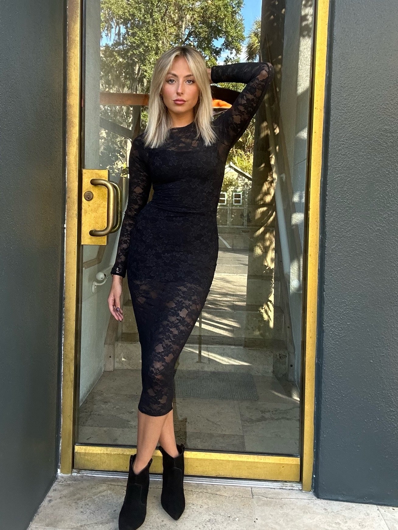 Fleur du Mal Le Stretch Lace Long Sleeve Dress - Black Fleur du Mal Le Stretch Lace Long Sleeve Dress - Black