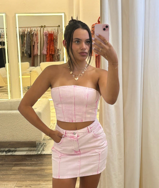 Colored Denim Bustier Top