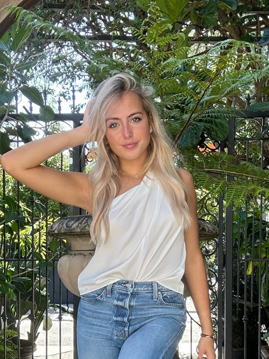 One Shoulder Pleat Top - Crepe