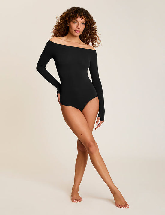 Ballet Off-Shoulder Bodysuit - Black