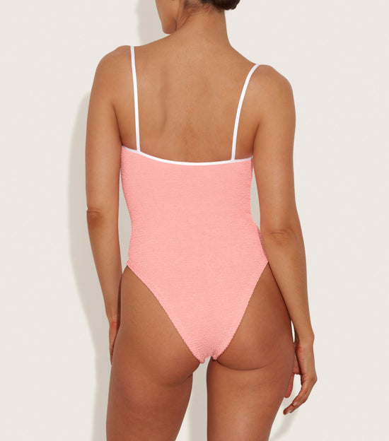 Pamela Contrast One Piece - Peach/White