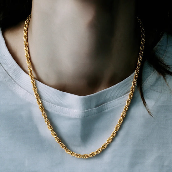 Vintage Rope Chain Necklace - Gold