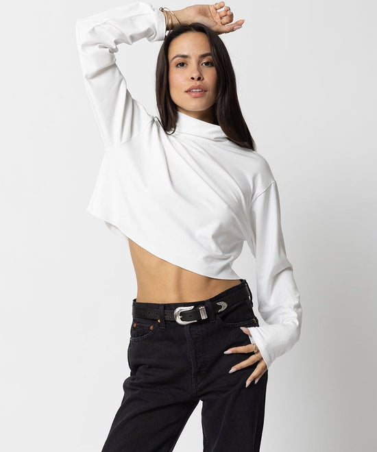 The Mock Neck Crop Long Sleeve Top