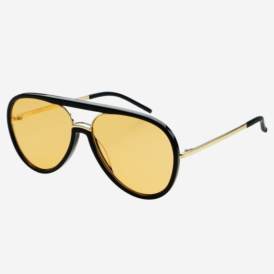 Shay Aviator Sunglasses - Black / Soft Amber (PRE-SALE)