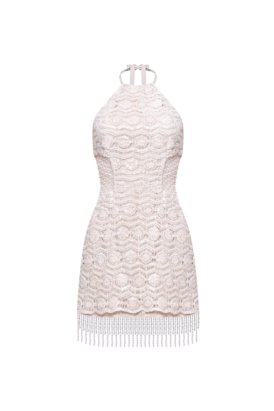 Crochet Bloom Halterneck Mini Dress (PRE-SALE)