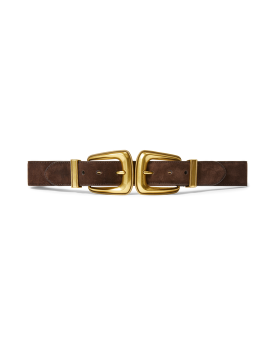 SUEDE DOUBLE BUCKLE ARCH BELT