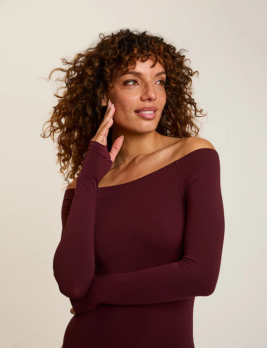 Ballet Off-Shoulder Bodysuit - Raisin