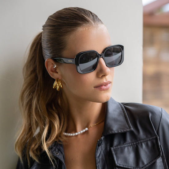 Vivian Octagonal Sunglasses - Black (PRE-SALE)