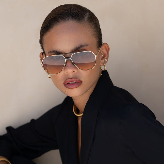 Logan Aviator Sunglasses - Gold / Blue Sunrise