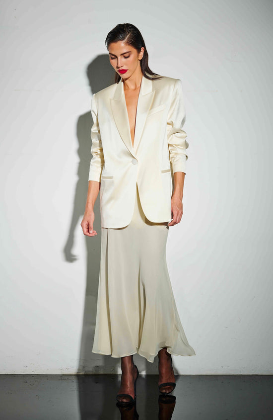 Oversized Silk Blazer - Cream