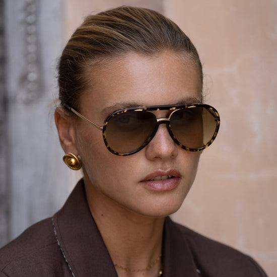 Shay Aviator Sunglasses - Tortoise / Light Green (PRE-SALE)