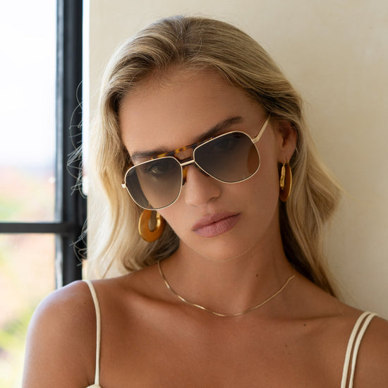 Logan Aviator Sunglasses - Tortoise / Green