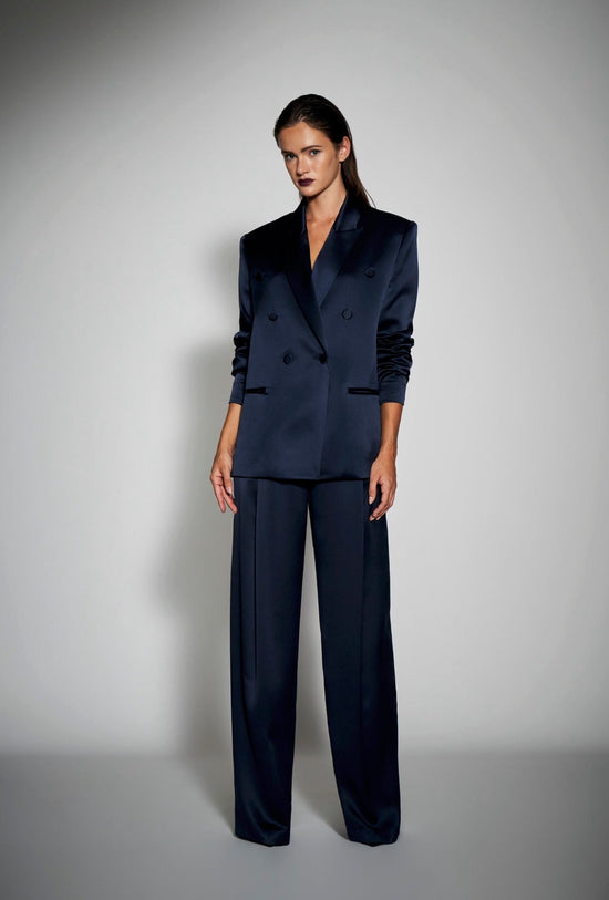 DOUBLE BREASTED SILK BLAZER - SPACE