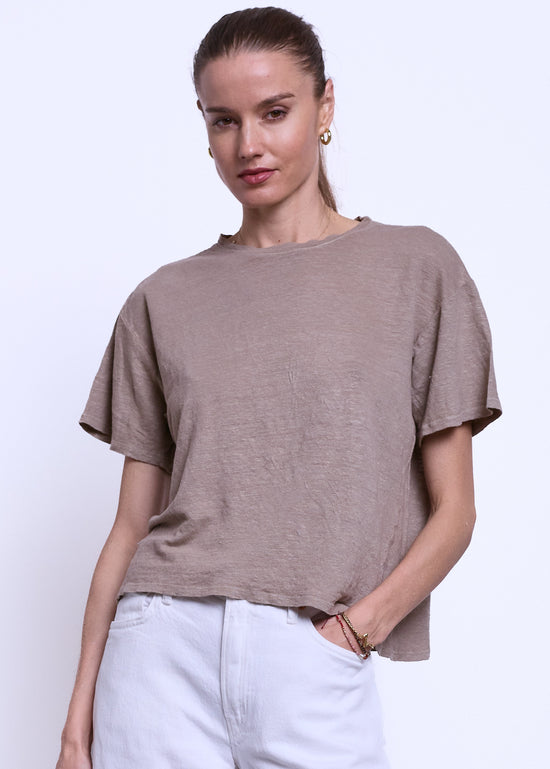 Heather Linen Boyfriend Tee - Putty