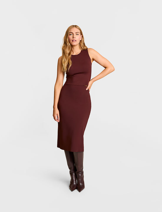 Neoprene CEO Midi Skirt - Oxblood (PRE-SALE)